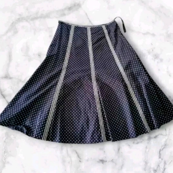 JONES NEW YORK SIGNATURE Black White Polka Dot Full Maxi Skirt Lined‎ Cotton 4 - Picture 1 of 6